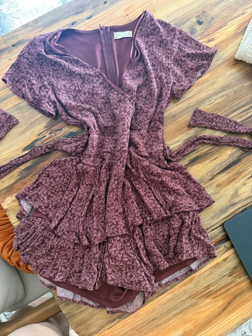 Altar'd State Mauve Floral Wrap Romper